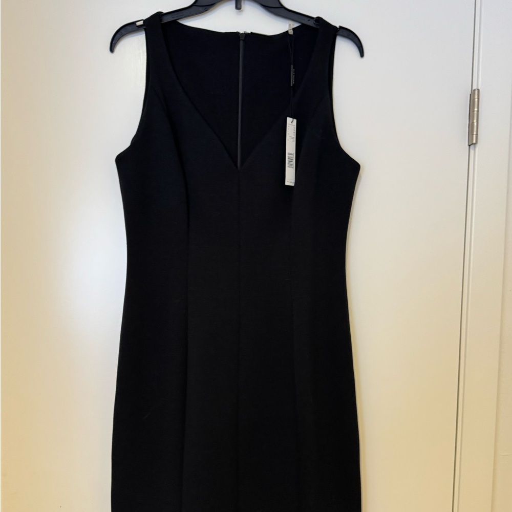 Elie Tahari Black V-Neck Midi Sheath Dress NWT
